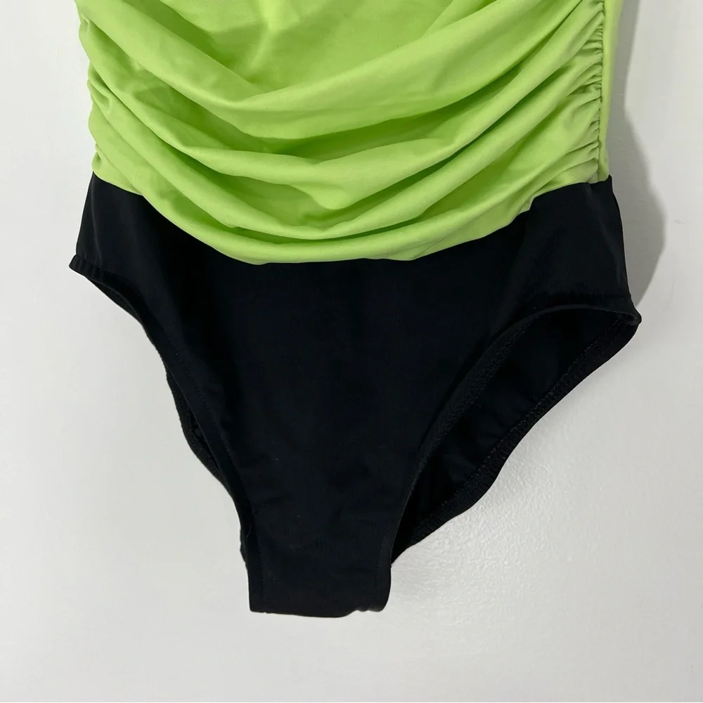 Miraclesuit Lime Green Black Colorblock Underwire One Piece Swimsuit